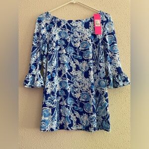 NWT - Women’s Small Lilly Pulitzer Waverly Ruffle 3/4 sleeve Top